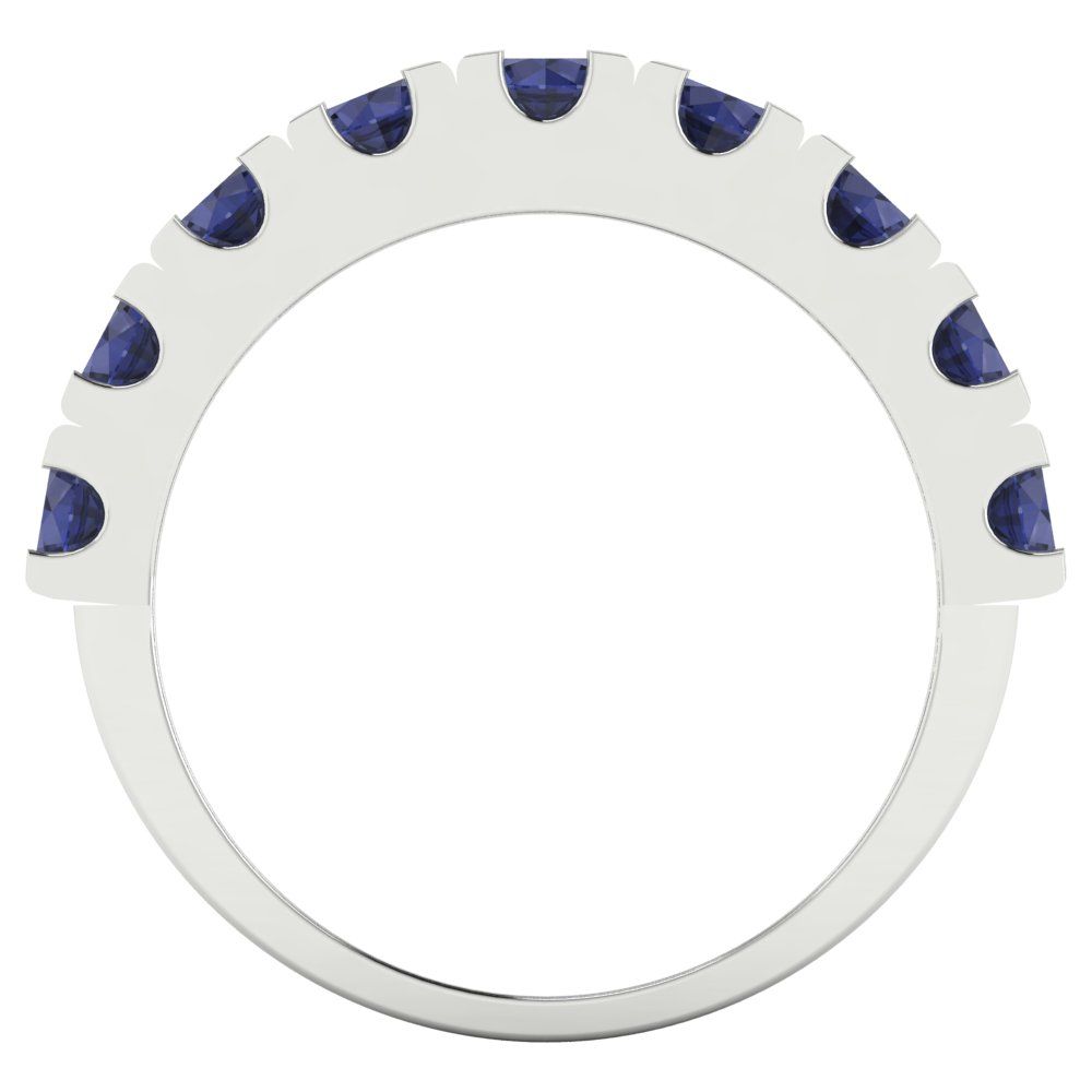 1.53 cttw Simulated Blue Sapphire Round Cut White Gold Eternity Wedding Band