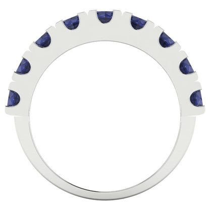 1.53 cttw Simulated Blue Sapphire Round Cut White Gold Eternity Wedding Band