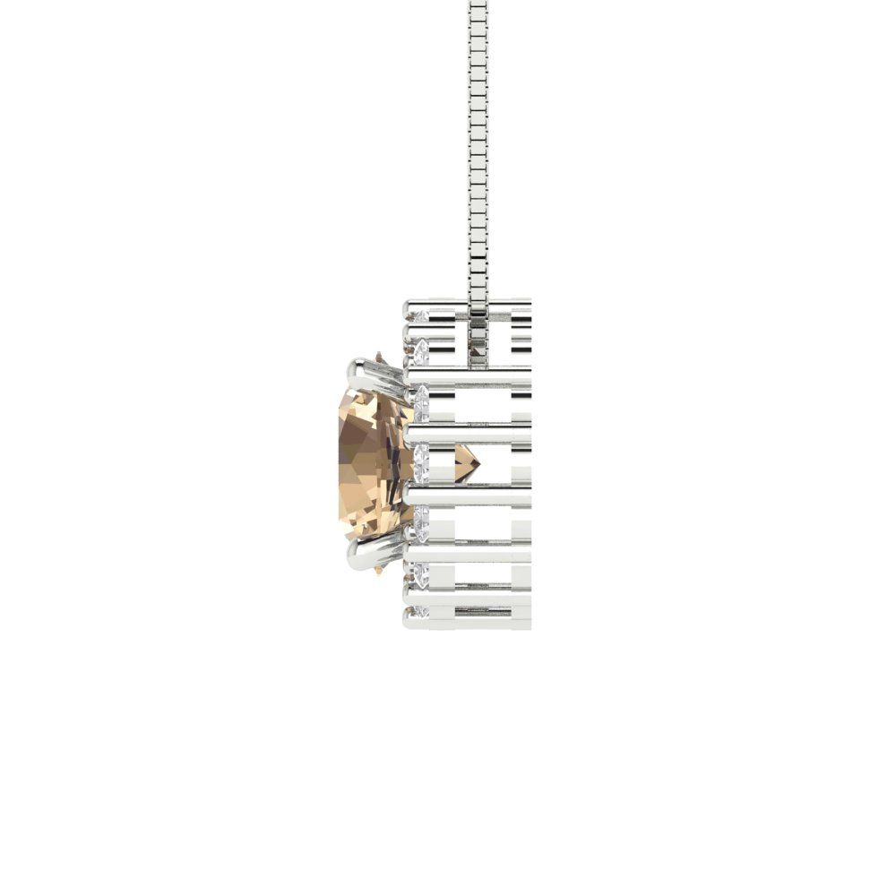 1.16 tcw Necklace Pendant - 14K White Gold Round Cut Halo Yellow Moissanite - Adjustable Length - 15in Box Chain to 18in