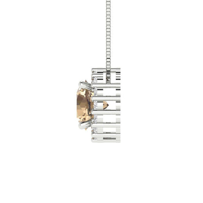 1.16 tcw Necklace Pendant - 14K White Gold Round Cut Halo Yellow Moissanite - Adjustable Length - 15in Box Chain to 18in