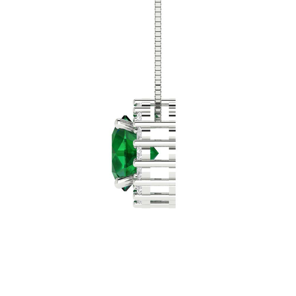 1.16cttw Round Cut Emerald Gold-Plated 925 Silver Pendant and 16" Box-Chain Necklace