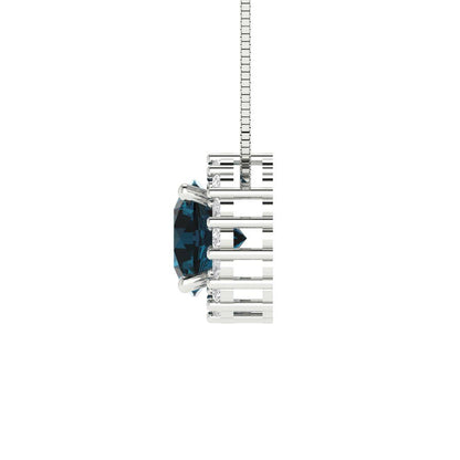 1.16 tcw Necklace Pendant - 14K White Gold Round Cut Halo London - Adjustable Length - 15in Box Chain to 18in