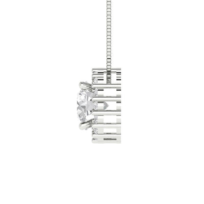1.16 tcw Necklace Pendant - 14K White Gold Round Cut Halo Moissanite - Adjustable Length - 15in Box Chain to 18in