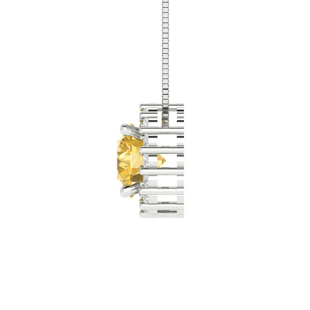 1.16cttw Round Cut Citrine Gold-Plated 925 Silver Pendant and 16" Box-Chain Necklace