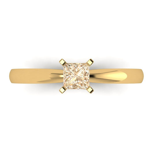 0.5 cttw Natural Morganite Solitaire  Engagement Ring - Solid Yellow Gold (VVS1, Princess Cut,4mm)