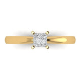 0.5 ct Brilliant Princess Cut Natural Diamond Stone Clarity SI1-2 Color G-H Yellow Gold Solitaire Ring