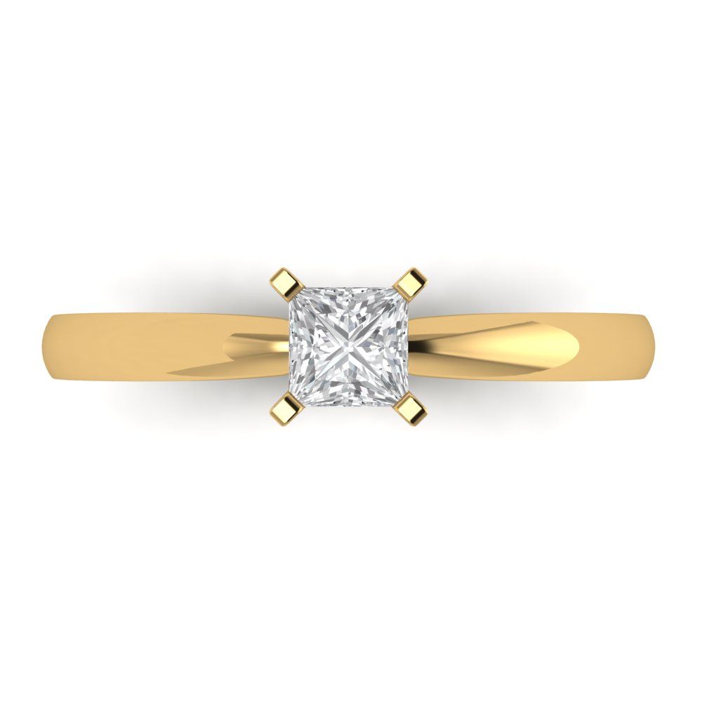 0.5 cttw Certified Moissanite Solitaire  Engagement Ring - Solid Gold (VVS1, D-F,Princess Cut,4mm)
