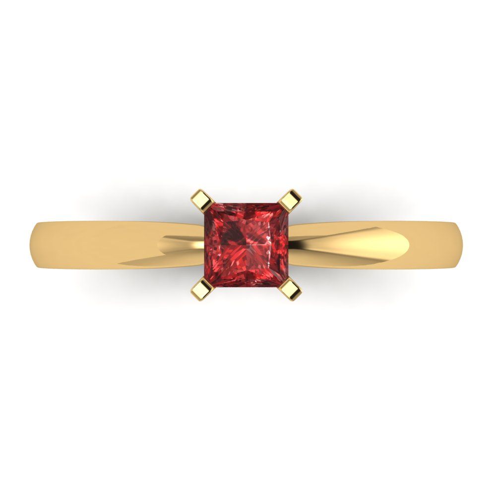 0.5 cttw Natural Garnet Solitaire  Engagement Ring - Solid Gold (Princess Cut,4mm)