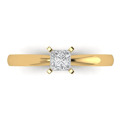 0.5 cttw Zirconia Simulated Diamond Solitaire  Engagement Ring - Solid Gold (VVS1, Princess Cut,4mm)