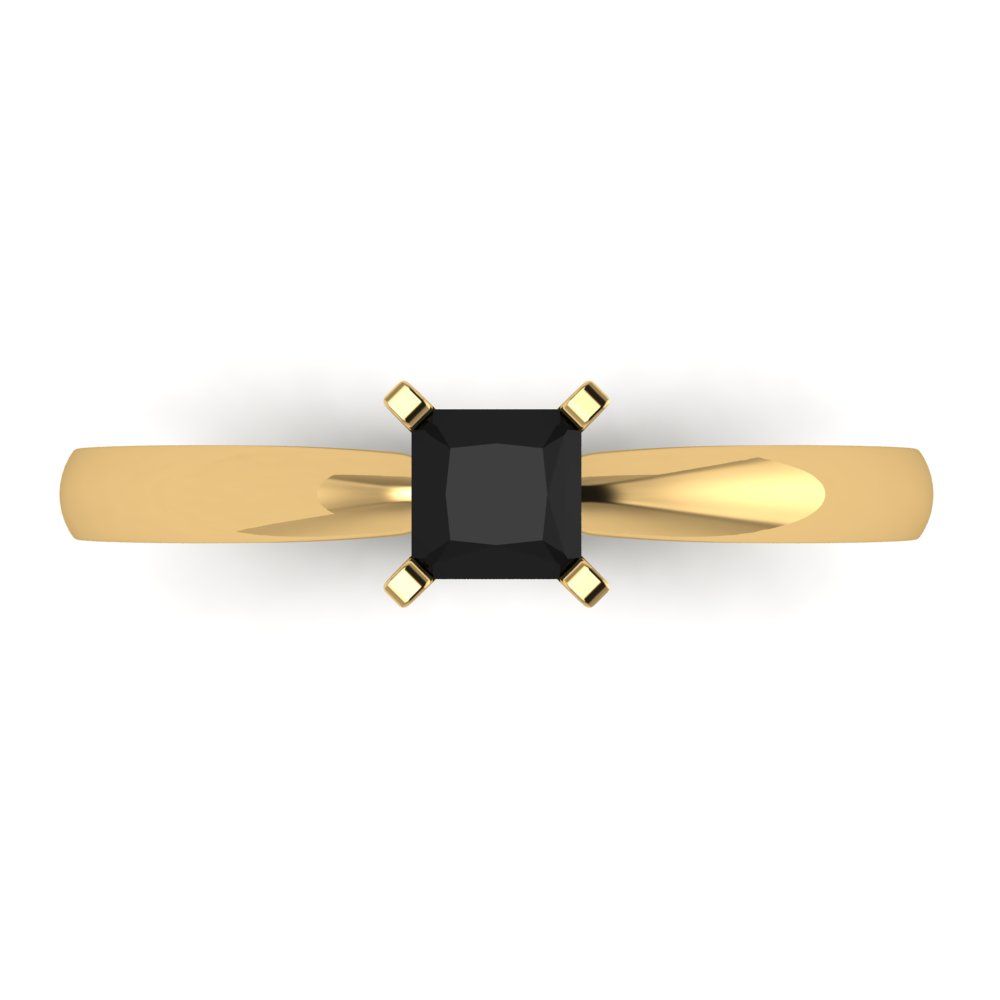 0.5 cttw Natural Onyx Solitaire  Engagement Ring - Solid Gold (Princess Cut,4mm)