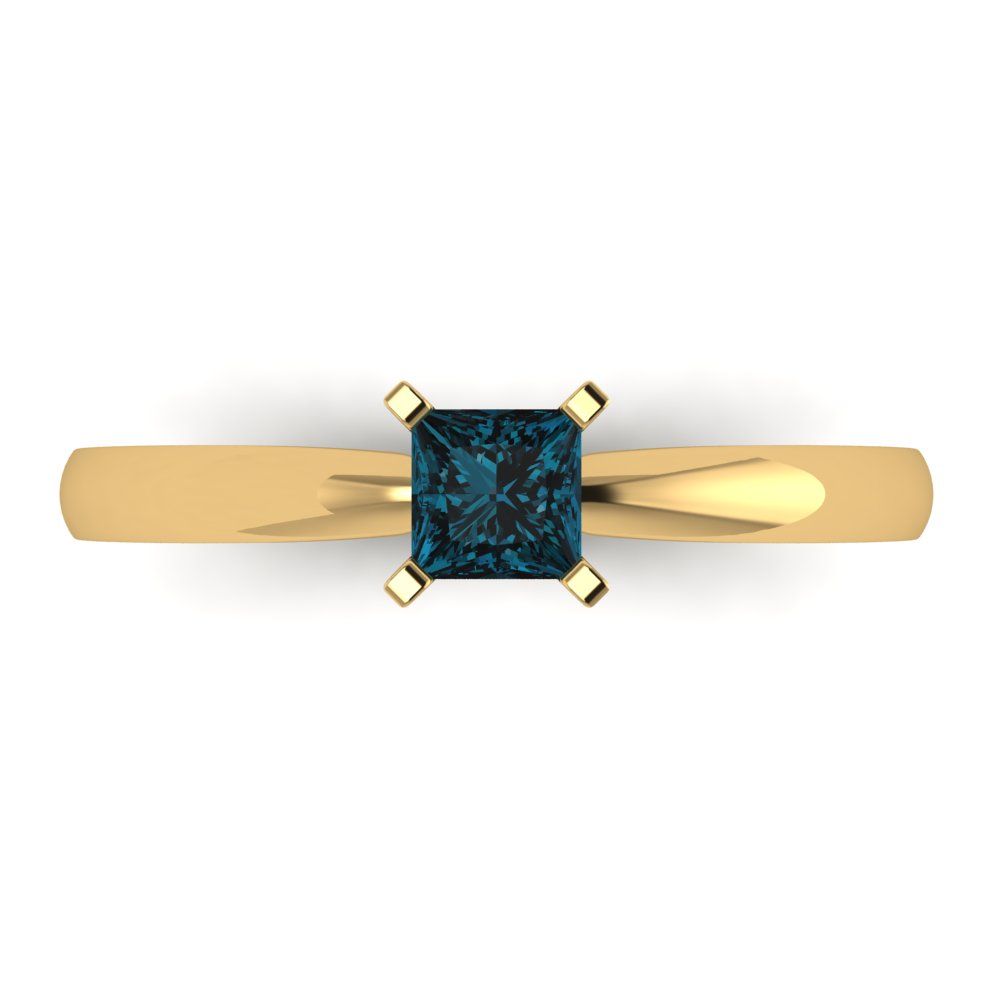 0.5 cttw Natural London Blue Topaz Solitaire  Engagement Ring - Solid Gold (Princess Cut,4mm)