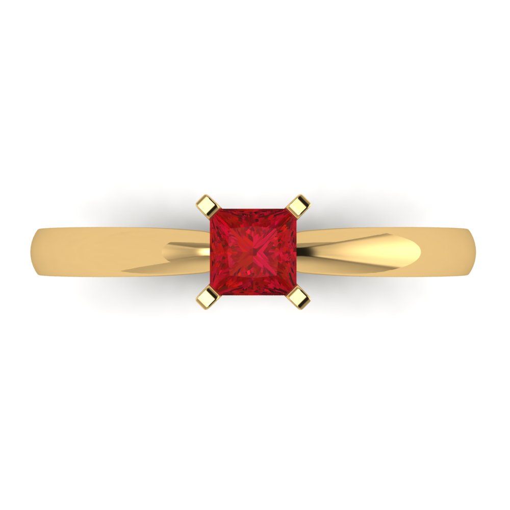 0.5 cttw Simulated Pink Tourmaline Solitaire  Engagement Ring - Solid Yellow Gold (VVS1, Princess Cut,4mm)