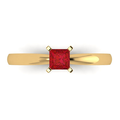 0.5 cttw Simulated Pink Tourmaline Solitaire  Engagement Ring - Solid Yellow Gold (VVS1, Princess Cut,4mm)