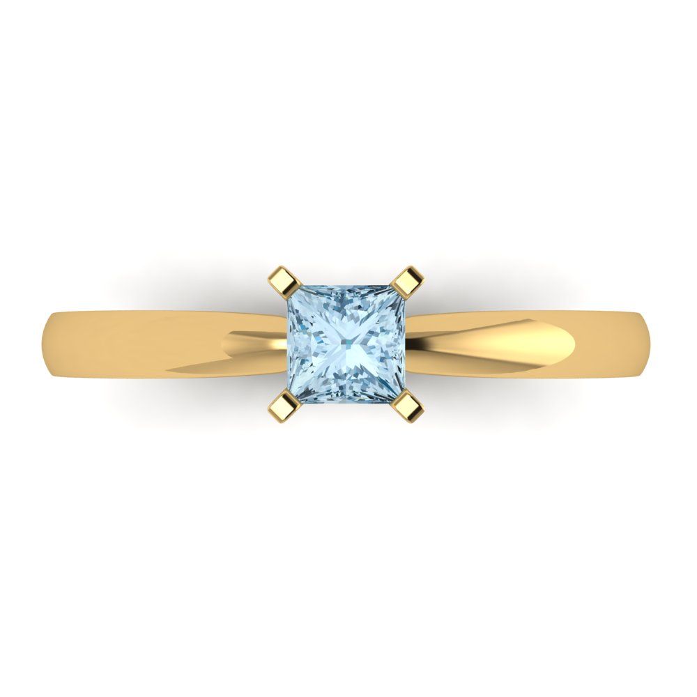 0.5 cttw Natural Sky Blue Topaz Solitaire  Engagement Ring - Solid Gold (Princess Cut,4mm)