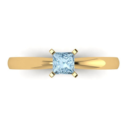 0.5 cttw Natural Sky Blue Topaz Solitaire  Engagement Ring - Solid Gold (Princess Cut,4mm)