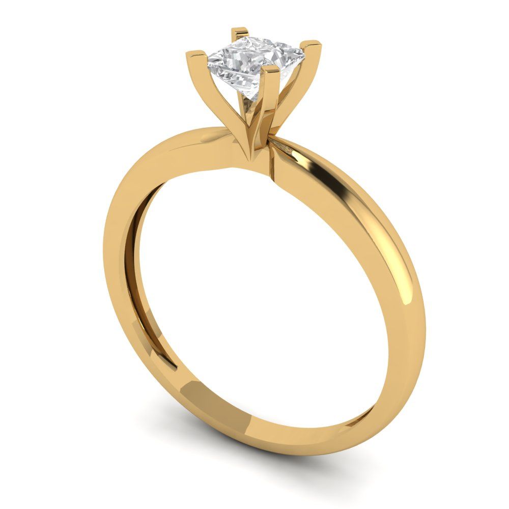 0.5 cttw Certified Moissanite Solitaire  Engagement Ring - Solid Gold (VVS1, D-F,Princess Cut,4mm)
