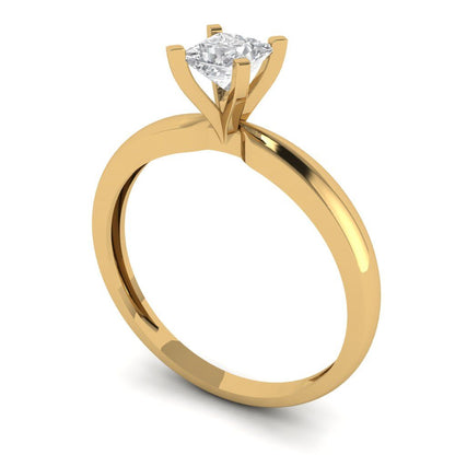 0.5 cttw Certified Moissanite Solitaire  Engagement Ring - Solid Gold (VVS1, D-F,Princess Cut,4mm)