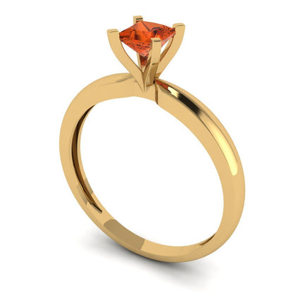 0.5 cttw Zirconia Simulated Red Diamond Solitaire  Engagement Ring - Solid Gold (VVS1, Princess Cut,4mm)