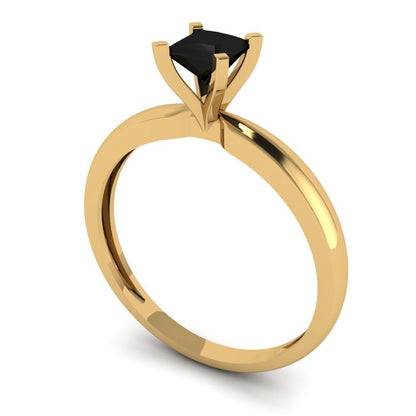 0.5 cttw Natural Onyx Solitaire  Engagement Ring - Solid Gold (Princess Cut,4mm)