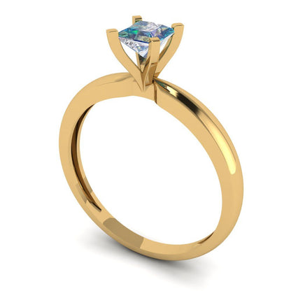 0.5 cttw Blue Moissanite Solitaire  Engagement Ring - Solid Gold (Princess Cut,4mm)