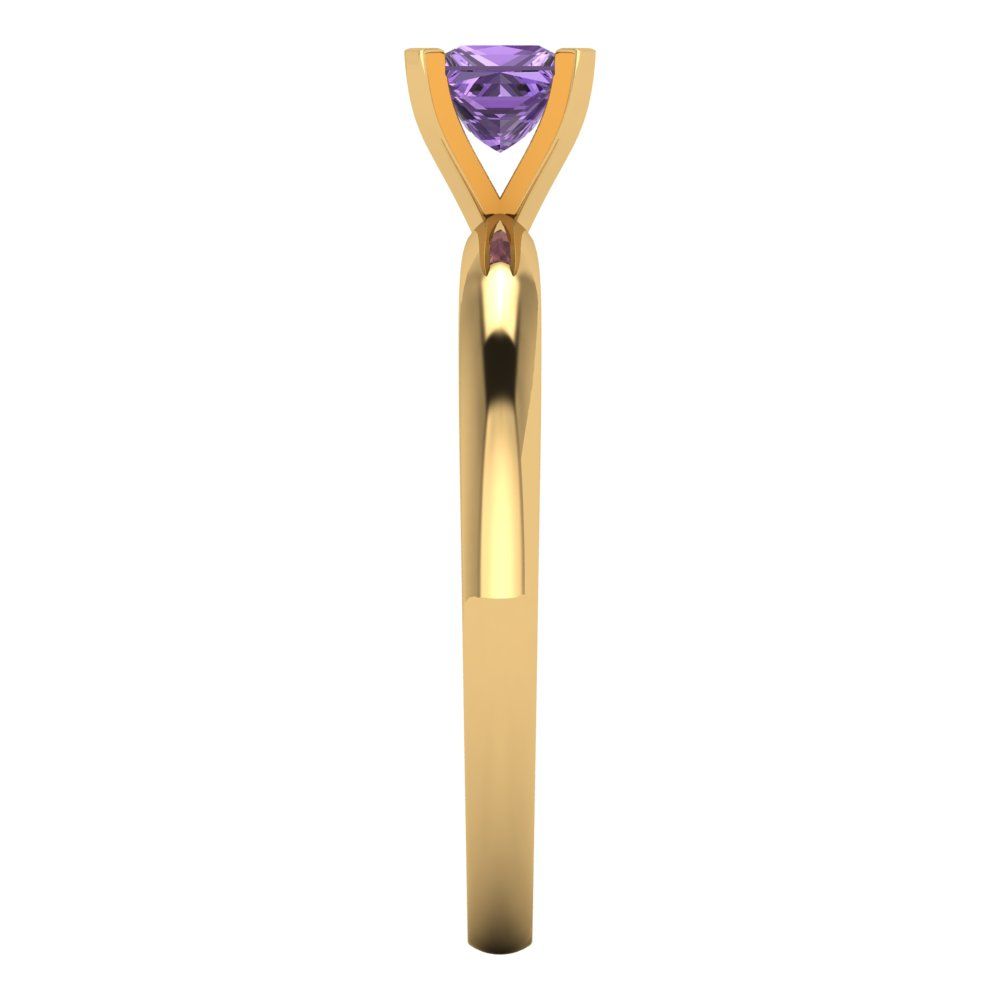0.5 cttw Simulated Alexandrite Solitaire  Engagement Ring - Solid Yellow Gold (VVS1, Princess Cut,4mm)