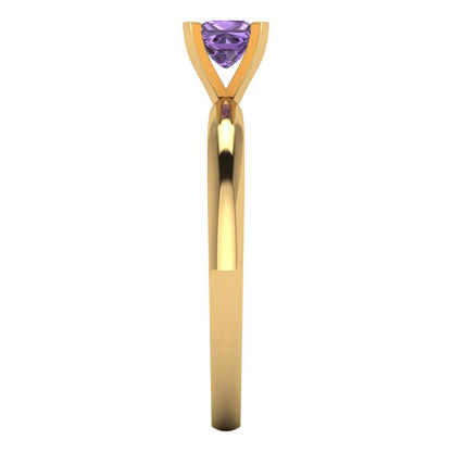 0.5 cttw Simulated Alexandrite Solitaire  Engagement Ring - Solid Yellow Gold (VVS1, Princess Cut,4mm)