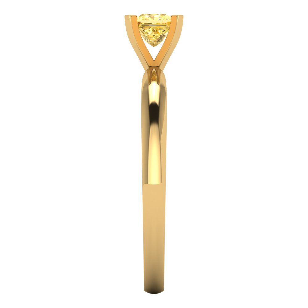 0.5 cttw Zirconia Simulated Yellow Diamond Solitaire  Engagement Ring - Solid Gold (VVS1, Princess Cut,4mm)