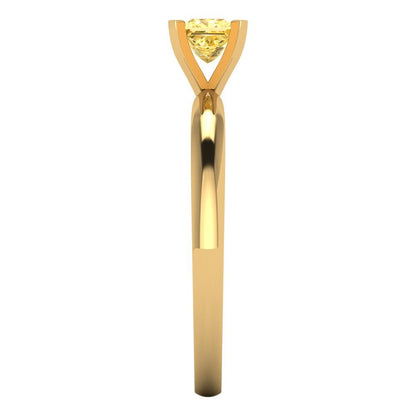 0.5 cttw Zirconia Simulated Yellow Diamond Solitaire  Engagement Ring - Solid Gold (VVS1, Princess Cut,4mm)