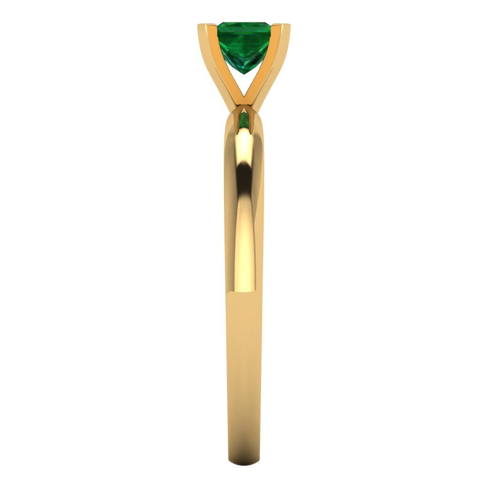 0.5 cttw Simulated Emerald Solitaire  Engagement Ring - Solid Gold (Princess Cut,4mm)