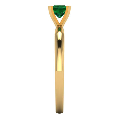 0.5 cttw Simulated Emerald Solitaire  Engagement Ring - Solid Gold (Princess Cut,4mm)