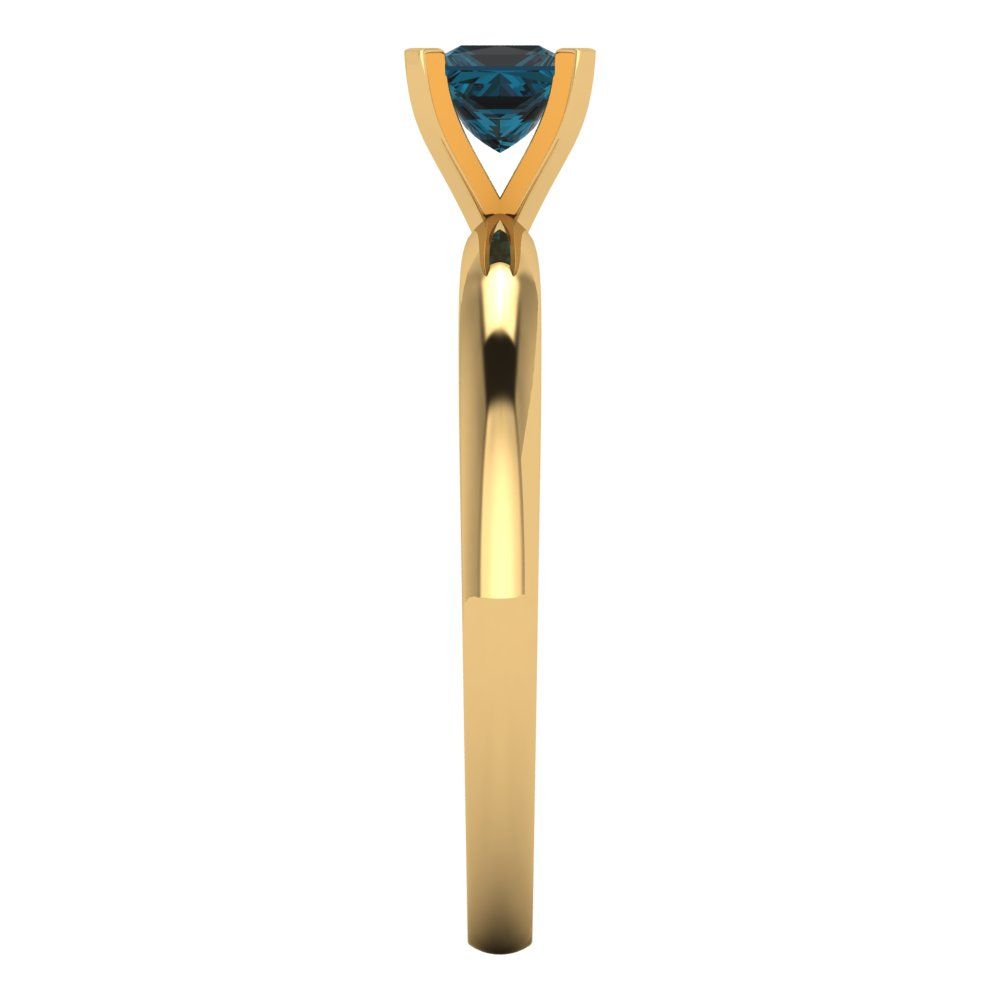 0.5 cttw Natural London Blue Topaz Solitaire  Engagement Ring - Solid Gold (Princess Cut,4mm)