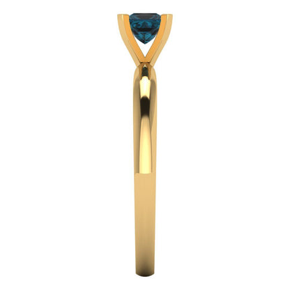 0.5 cttw Natural London Blue Topaz Solitaire  Engagement Ring - Solid Gold (Princess Cut,4mm)