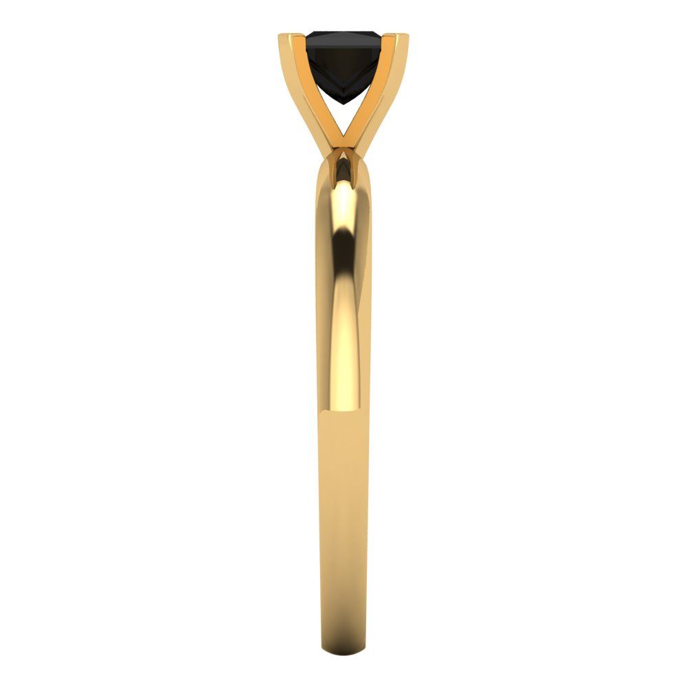 0.5 cttw Natural Onyx Solitaire  Engagement Ring - Solid Gold (Princess Cut,4mm)