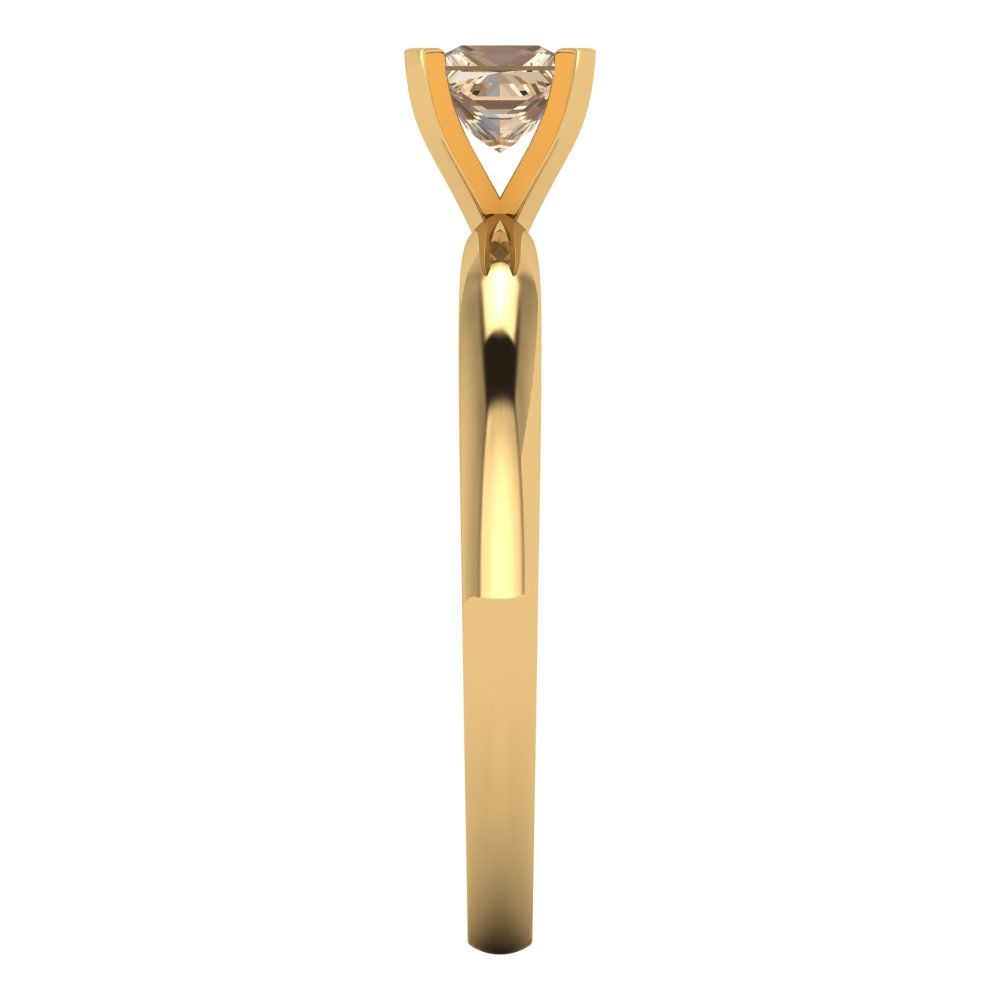 0.5 cttw Yellow Moissanite Solitaire  Engagement Ring - Solid Gold (Princess Cut,4mm)