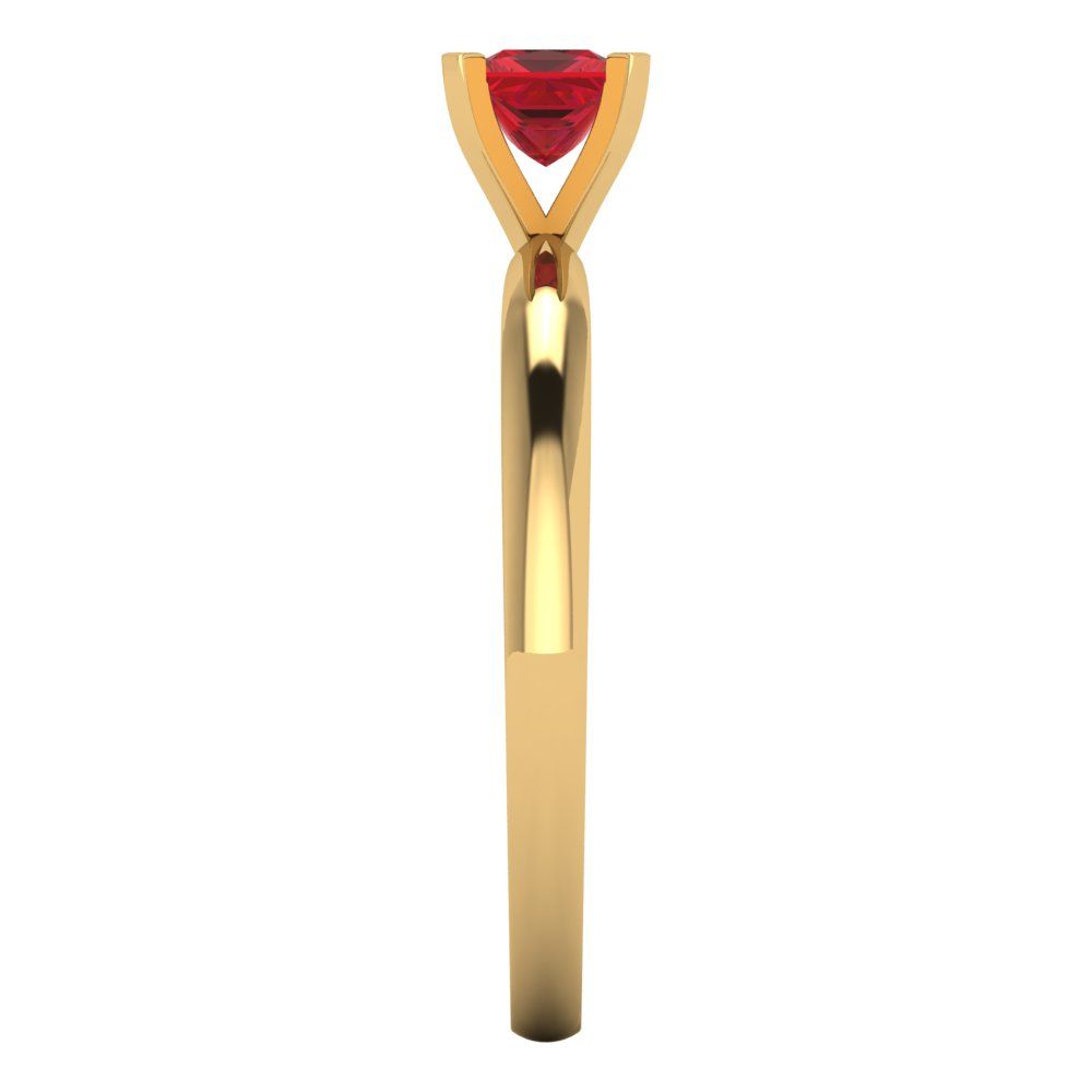 0.5 cttw Simulated Ruby Solitaire  Engagement Ring - Solid Yellow Gold (VVS1, Princess Cut,4mm)
