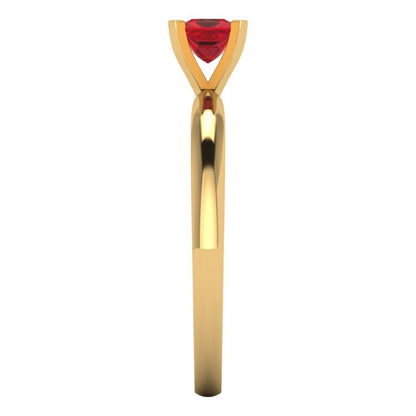 0.5 cttw Simulated Ruby Solitaire  Engagement Ring - Solid Yellow Gold (VVS1, Princess Cut,4mm)