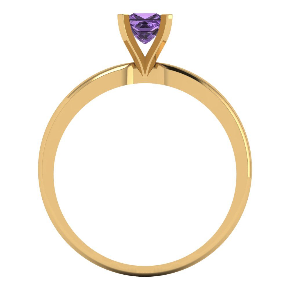 0.5 cttw Simulated Alexandrite Solitaire  Engagement Ring - Solid Yellow Gold (VVS1, Princess Cut,4mm)