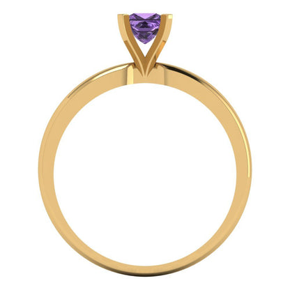 0.5 cttw Simulated Alexandrite Solitaire  Engagement Ring - Solid Yellow Gold (VVS1, Princess Cut,4mm)