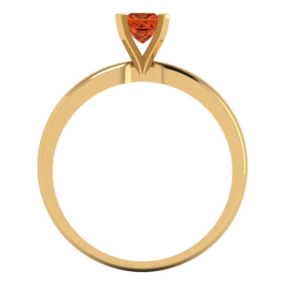 0.5 cttw Simulated Ruby Solitaire  Engagement Ring - Solid Yellow Gold (VVS1, Princess Cut,4mm)