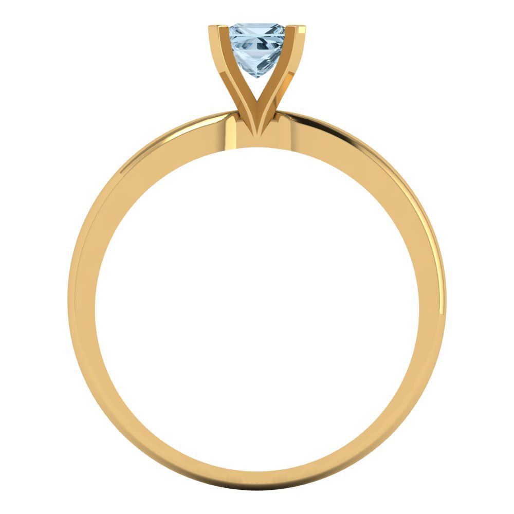 0.5 cttw Natural Swiss Blue Topaz Solitaire  Engagement Ring - Solid Gold (Princess Cut,4mm)