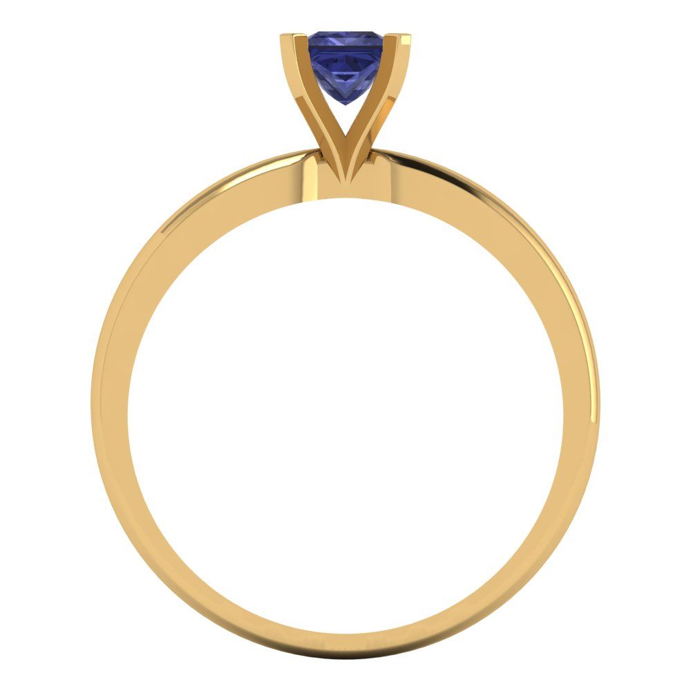 0.5 cttw Simulated Tanzanite Solitaire  Engagement Ring - Solid Gold (Princess Cut,4mm)