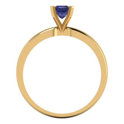 0.5 cttw Simulated Tanzanite Solitaire  Engagement Ring - Solid Gold (Princess Cut,4mm)