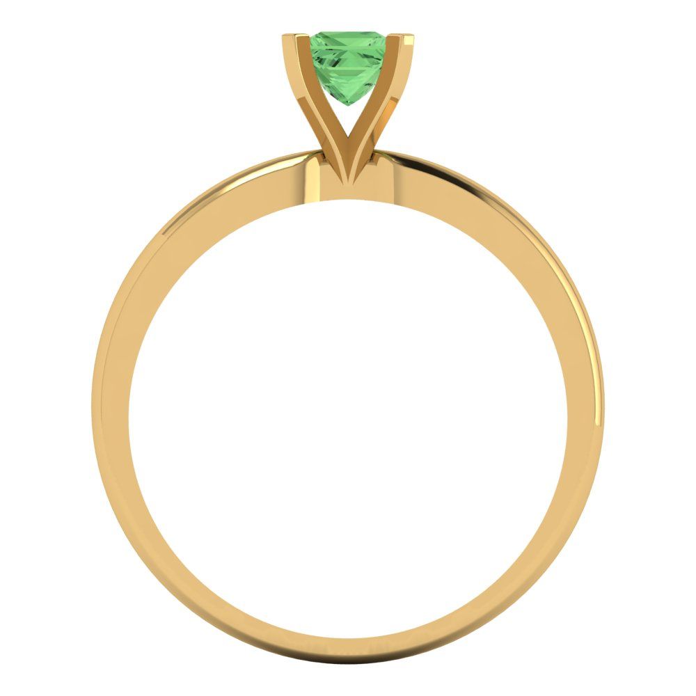 0.5 cttw Zirconia Simulated Green Diamond Solitaire  Engagement Ring - Solid Gold (VVS1, Princess Cut,4mm)
