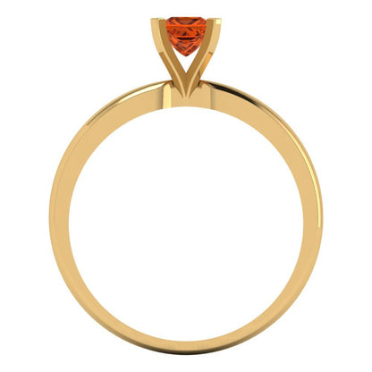 0.5 cttw Simulated Pink Tourmaline Solitaire  Engagement Ring - Solid Yellow Gold (VVS1, Princess Cut,4mm)