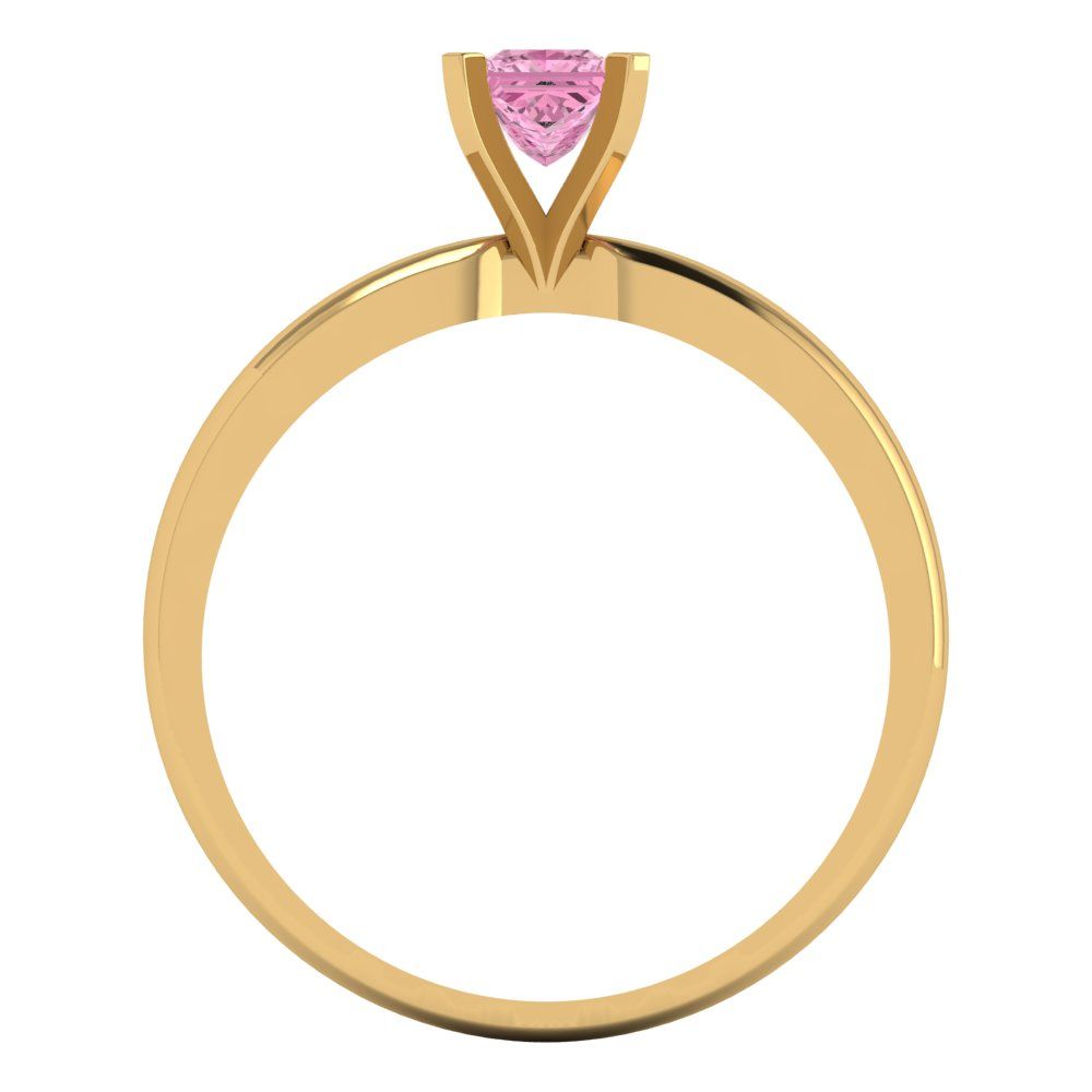 0.5 cttw Zirconia Simulated Pink Diamond Solitaire  Engagement Ring - Solid Gold (VVS1, Princess Cut,4mm)