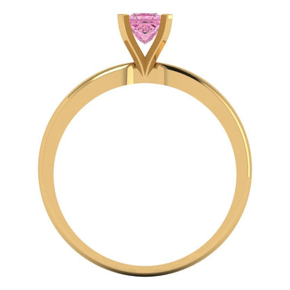 0.5 cttw Zirconia Simulated Pink Diamond Solitaire  Engagement Ring - Solid Gold (VVS1, Princess Cut,4mm)
