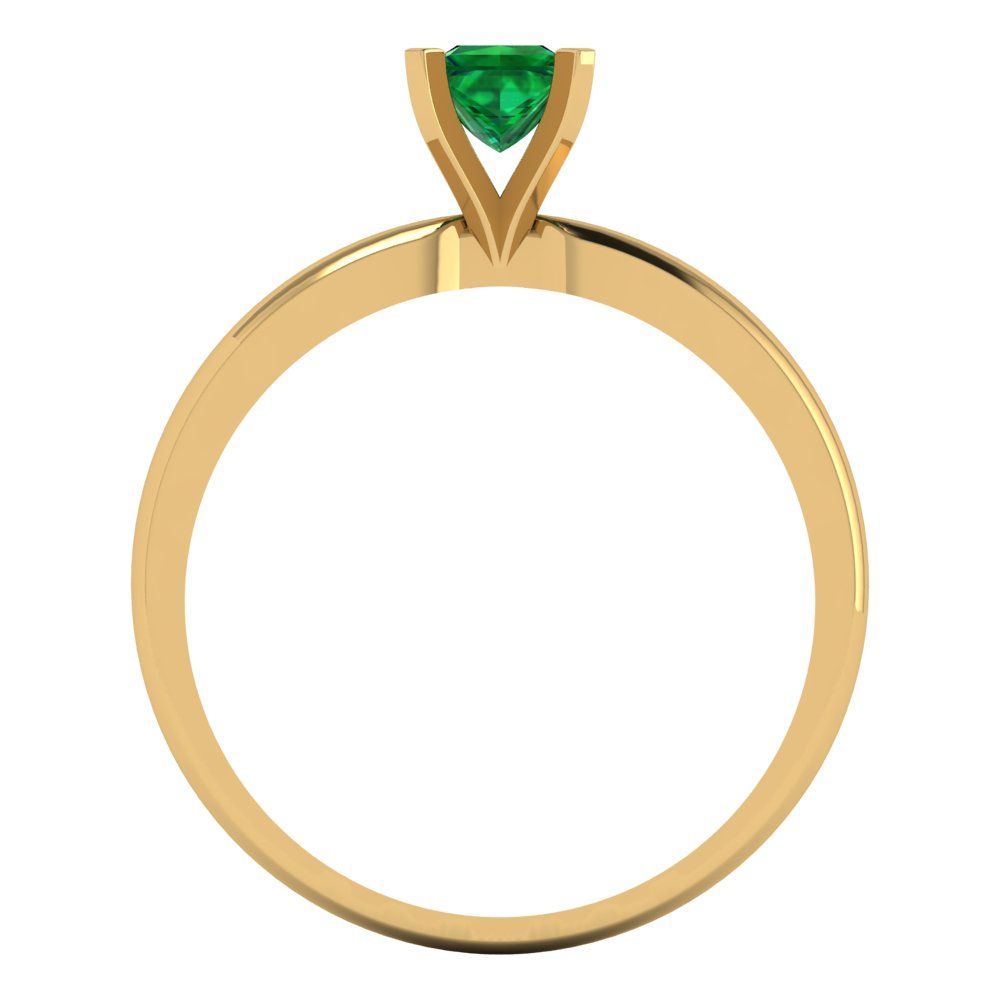 0.5 cttw Simulated Emerald Solitaire  Engagement Ring - Solid Gold (Princess Cut,4mm)