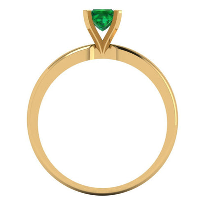 0.5 cttw Simulated Emerald Solitaire  Engagement Ring - Solid Gold (Princess Cut,4mm)