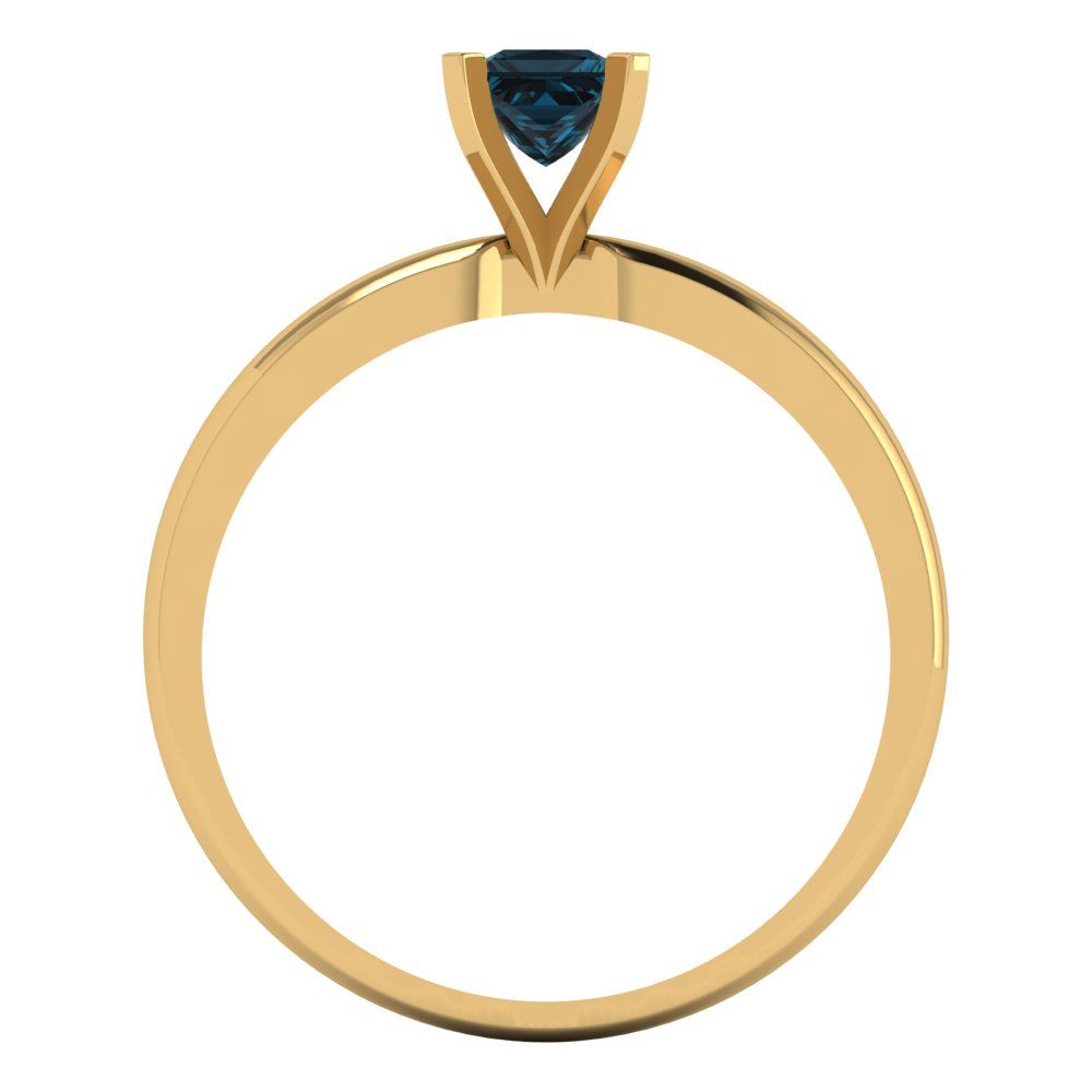 0.5 cttw Natural London Blue Topaz Solitaire  Engagement Ring - Solid Gold (Princess Cut,4mm)