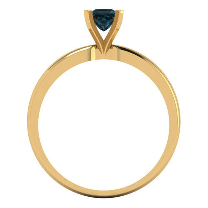 0.5 cttw Natural London Blue Topaz Solitaire  Engagement Ring - Solid Gold (Princess Cut,4mm)